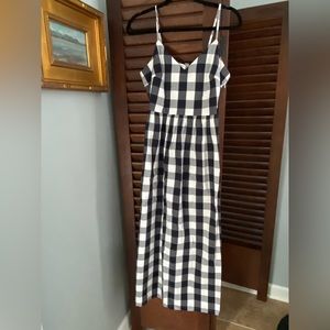 J. Crew Maxi Summer Dress Navy Blue Gingham Size 4 NWT